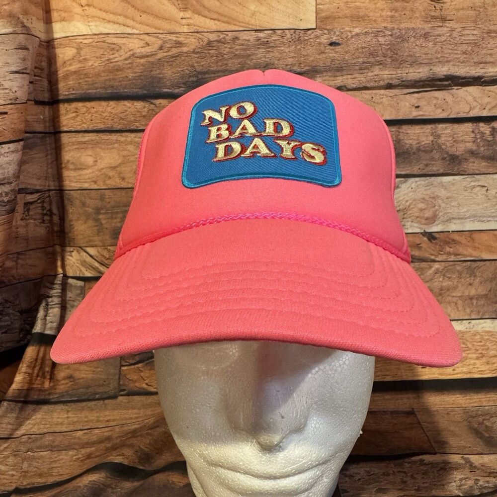 No Bad Days Trucker Hat Pink Foam Snapback Mesh Cap Retro Vintage Style Patch